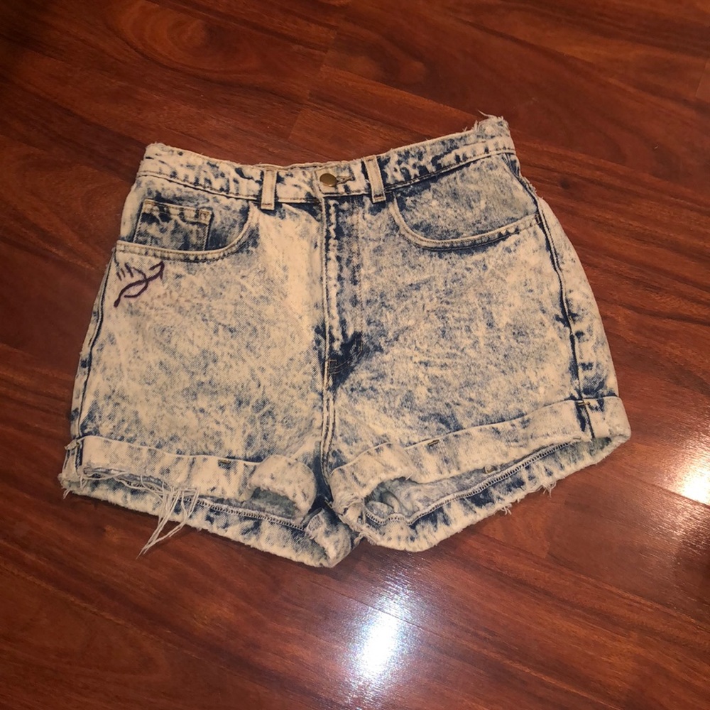 American apparel denim shorts hand painted